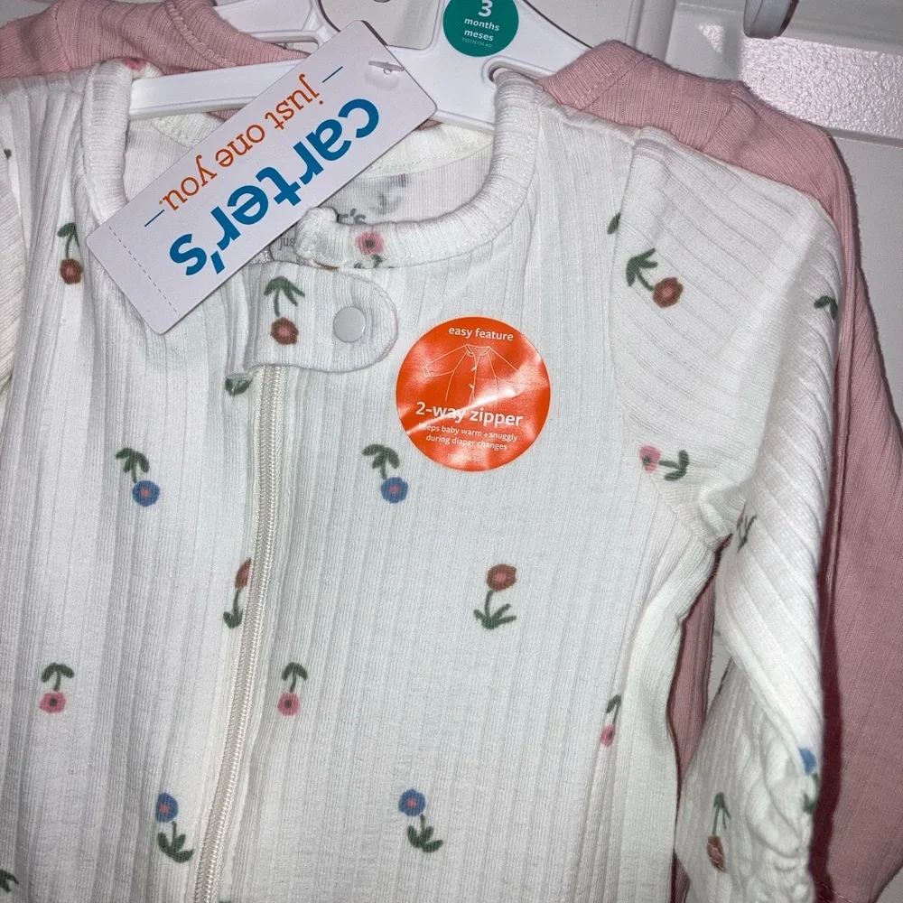 Carter's Just One You Baby Girls' 2pk Floral Sleep N' Play - Pink/Ivory 3M
